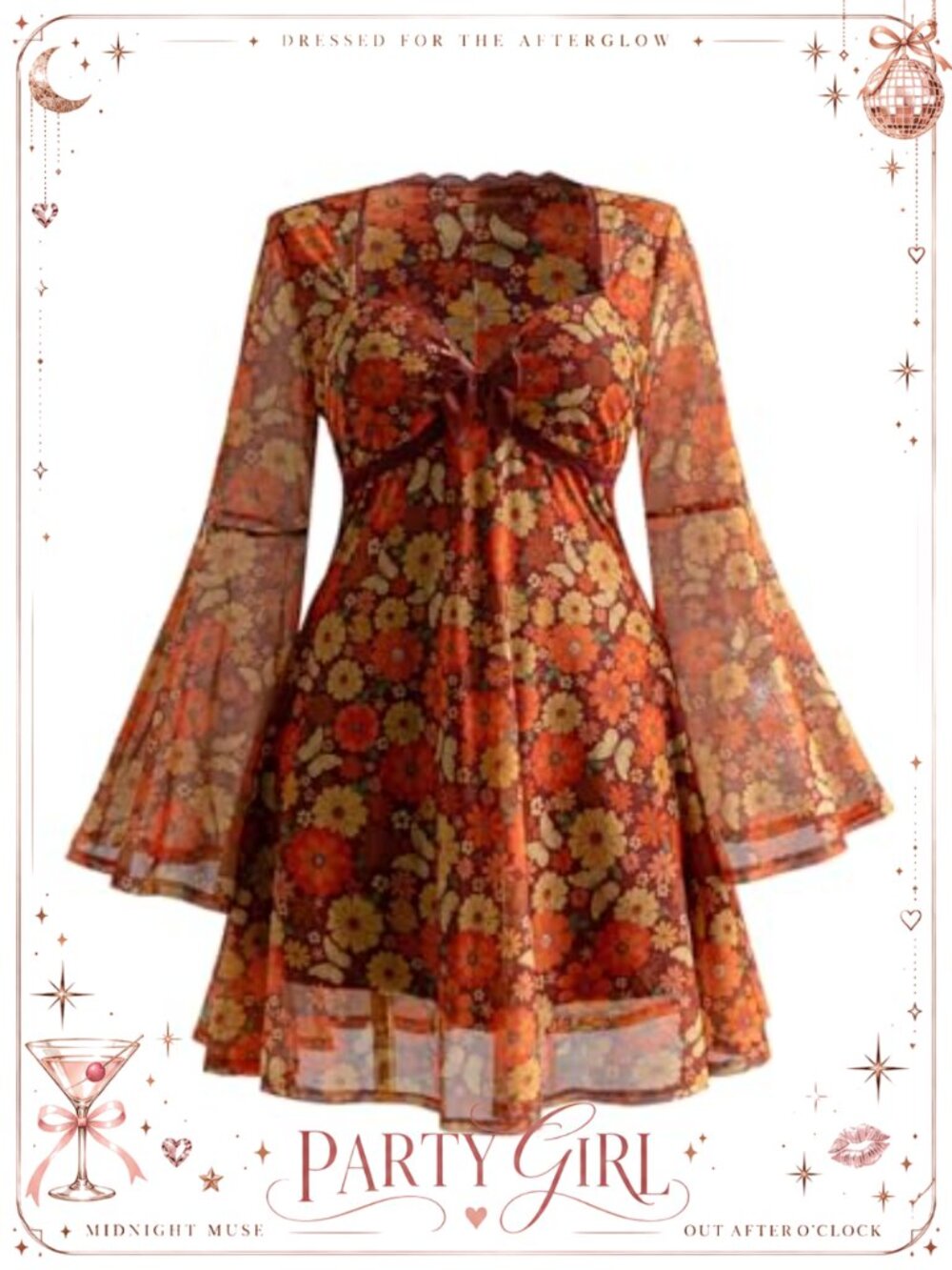 Plus Size Boho Lace Mini Dress Long Sleeve Sweetheart A-Line